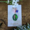 Porte-clés vert paillette ovale