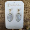 Boucles d'Oreilles Anneau Ovale Couleur Ivoire Argenté