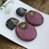 Boucles d'Oreilles Luxe Bordeaux Dahlia Noire – Image 2