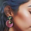 Boucles d'Oreilles Luxe Bordeaux Dahlia Noire – Image 4