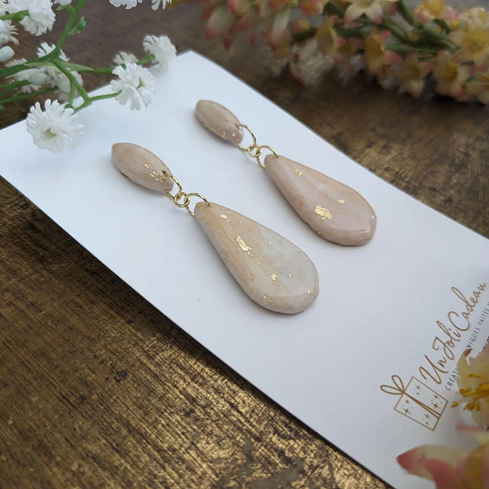 Boucles D'oreilles Pendantes Artisanales En Cristal Swarovski Doré - 5 Cm - Neuves Avec étiquettes