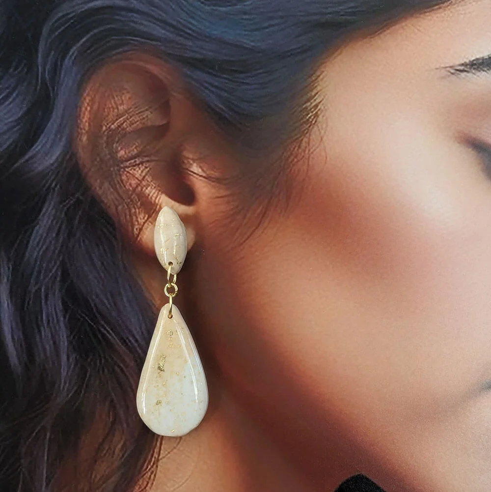 Boucles D'Oreilles Pendantes Artisanales En Cristal Swarovski – Doré – 5 Cm – Neuves Avec Étiquettes