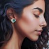 Boucles d'Oreilles Puces Cœur Fleur Bleue – Image 4