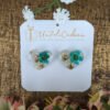 Boucles d'Oreilles Puces Cœur Fleur Bleue